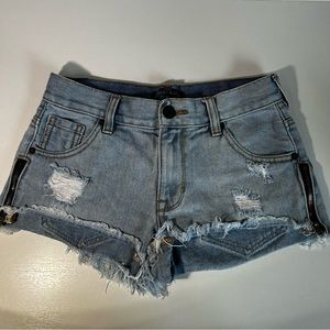 Kendall & Kylie Denim Jean Shorts Womens 0 Blue Cut Off Distressed Side Zipper